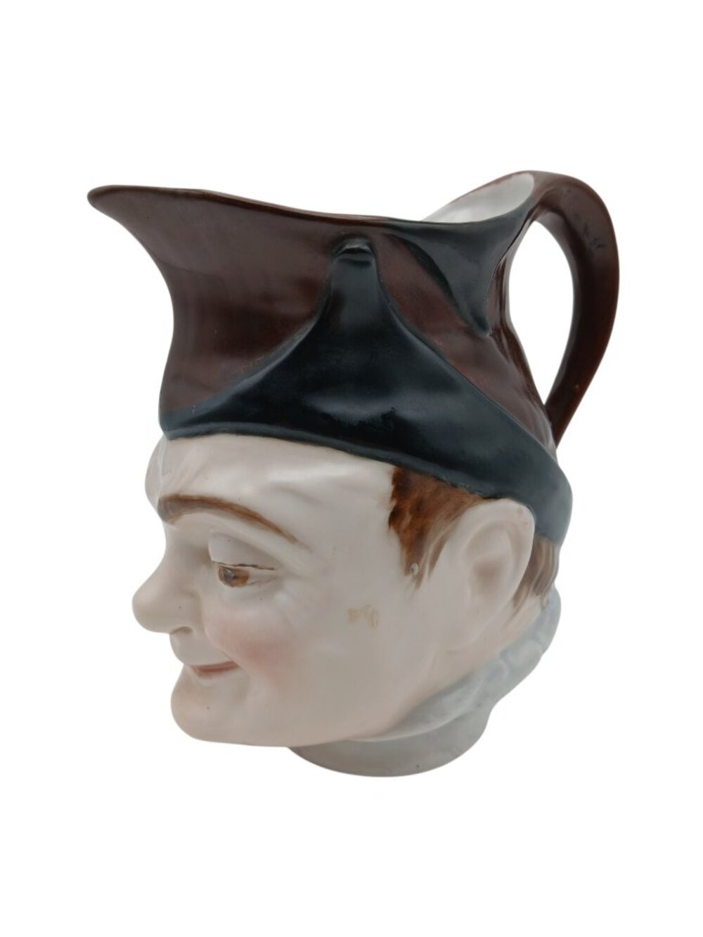 Antique Character Face Creamer Pitcher Porcelain Toby Jug Figural 6”